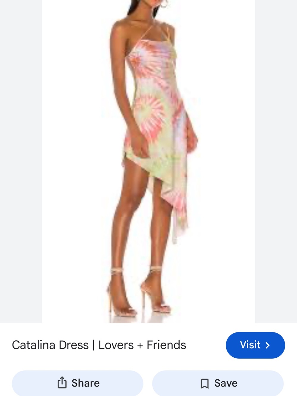 Lovers + Friends Catalina Tie-Dye Asymmetric Slip Dress in Pink & Cream